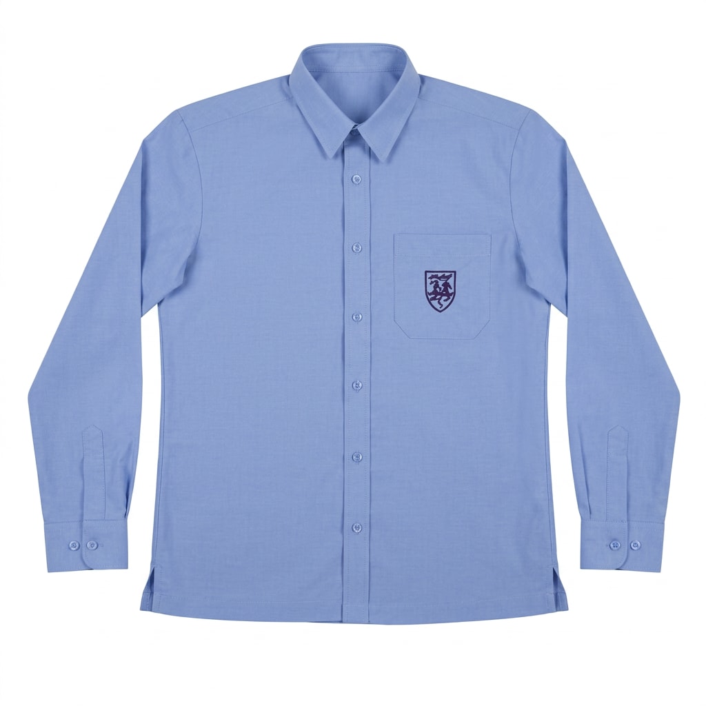 纯棉校服衬衫白底平铺展示